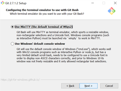 installing Git for Windows step 4