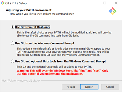 installing Git for Windows step 2