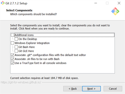 installing Git for Windows step 1