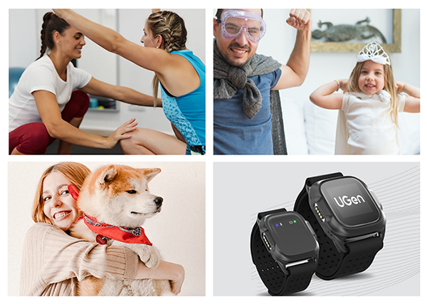 Four square of different people taking on the challenge of PT with a picture of the device