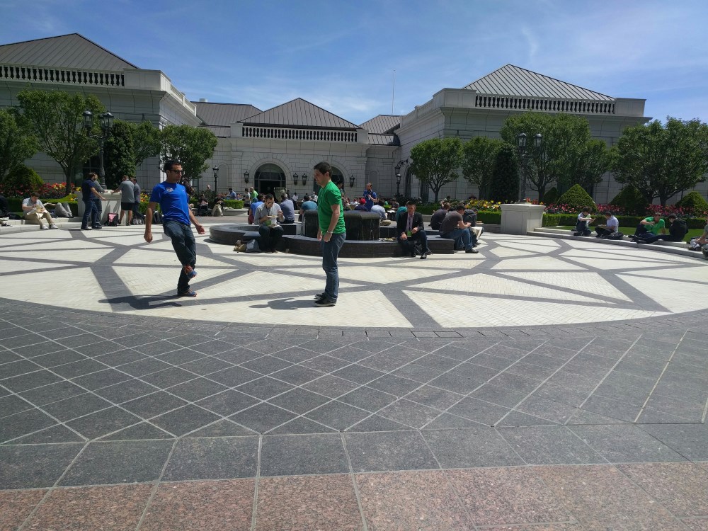 Developers take a break in the Grand America Courtyard