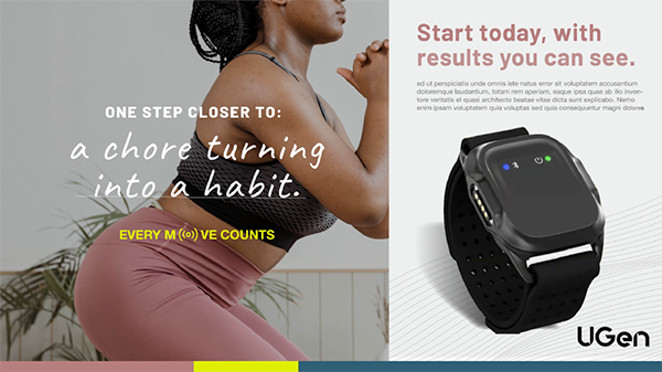 Advertisement with woman doing squats and the words "One step closer" on it