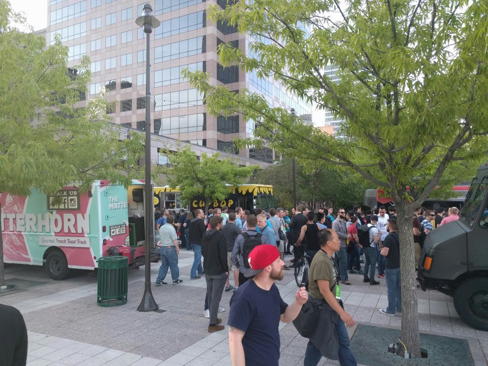 Dinner at ngconf outside with some food trucks